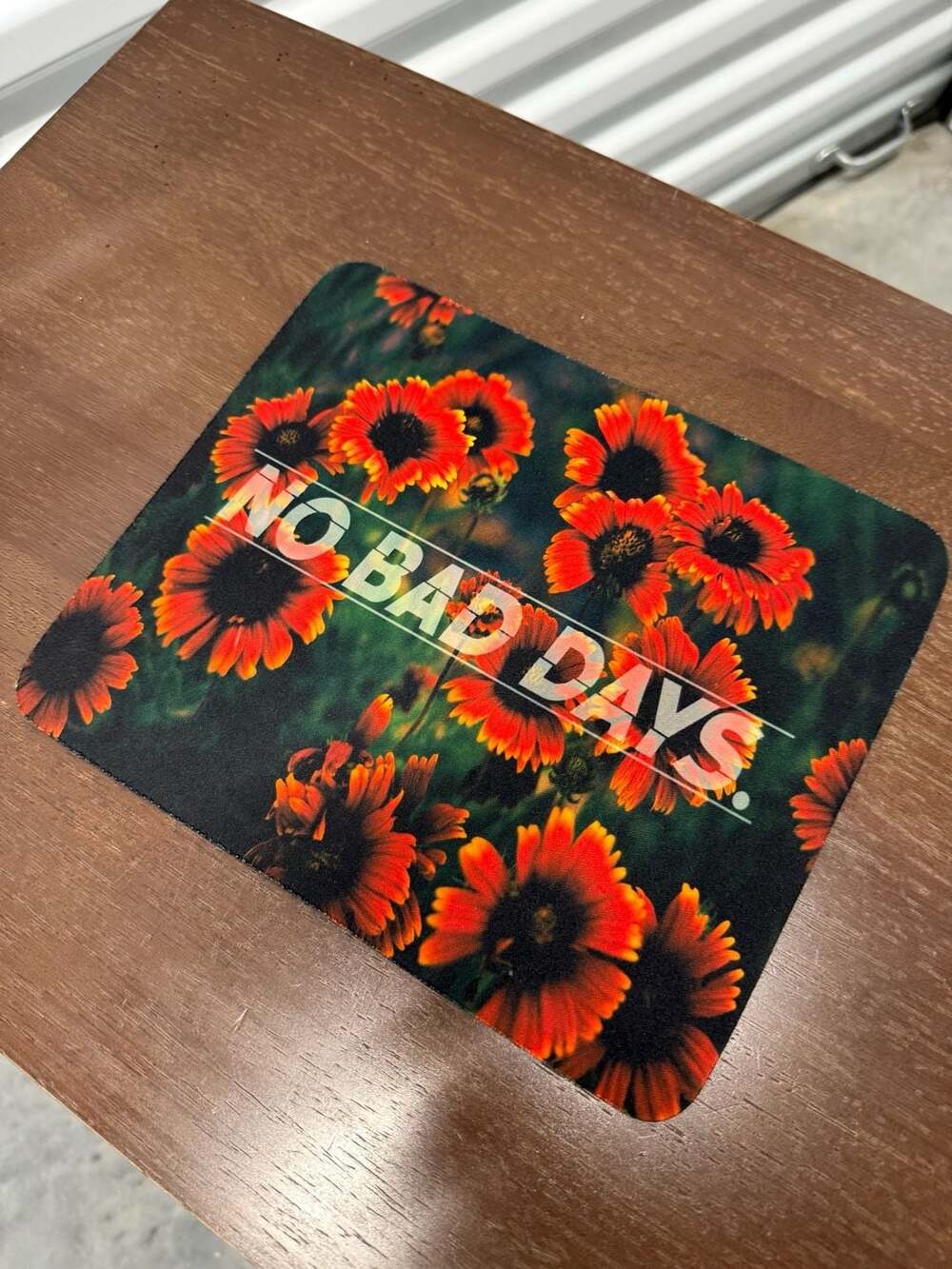 No Bad Days Floral Mousepad Black Orange Flowers
